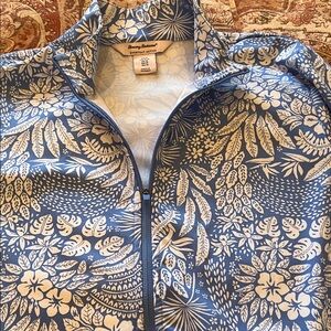 Tommy Bahama Blue and White Botanical Print  Full Zip Jacket